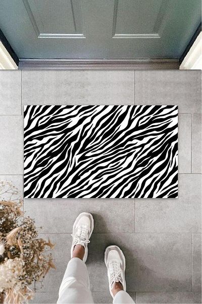 Lasirius Black Door Mat Zebra Pattern
