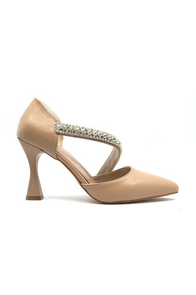 Kids Club Shoes Women's Stiletto Shoes - Moonlight Stone Detailed, Heeled Nut