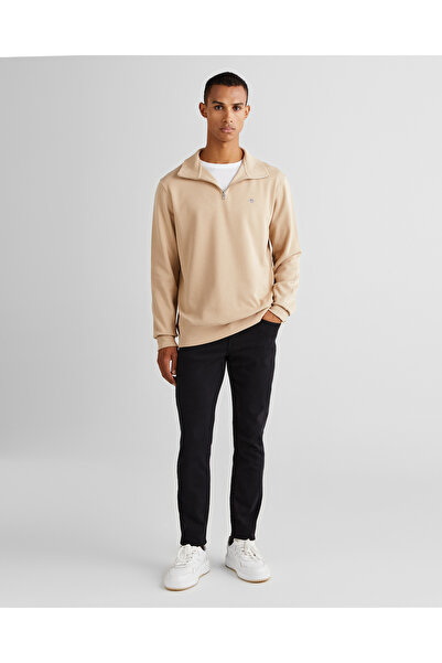 Gant Erkek Bej Regular Fit Yarım Fermuarlı Sweatshirt