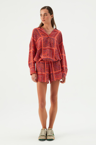 Sandshaped PRINKIPO VEGAN SILK SHIRT ORANGE