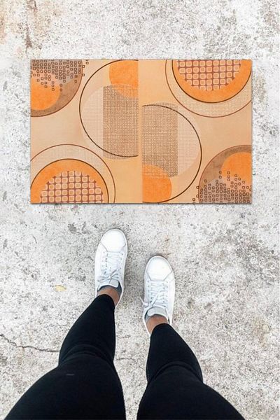 Lasirius Digital Printing Orange Round Pattern Door Mat