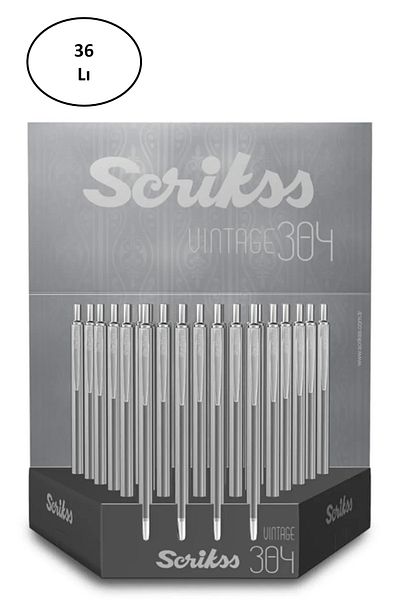 Scrikss Black-White 304 Ballpoint Pen - Mixed Set of 36