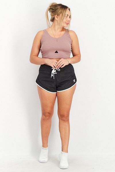 adidas Women Sportswear Fit Brand Logo Laced Shorts, Black