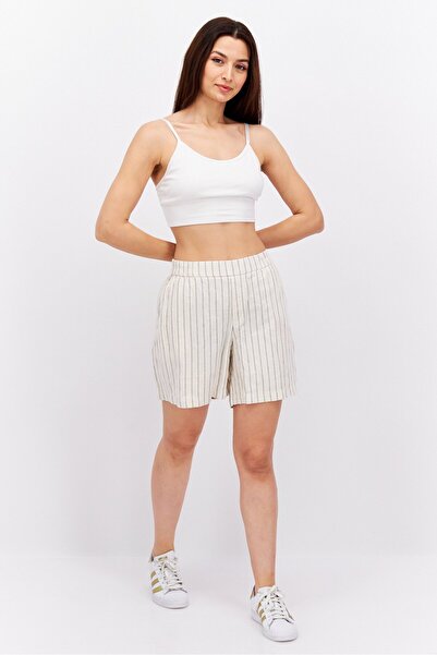 Esprit Women Striped Basic Shorts, Beige