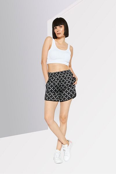 Michael Kors Women Monogram Satin Basic Shorts, Black