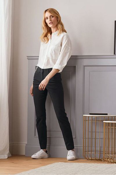 Tchibo Women Regular Fit Plain Bengaline Trouser, Black