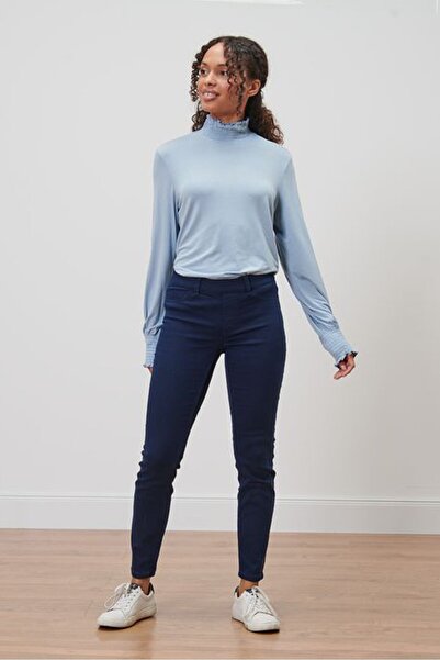 Tchibo Women Skinny Fit Textured Straight Leg Pants, Navy