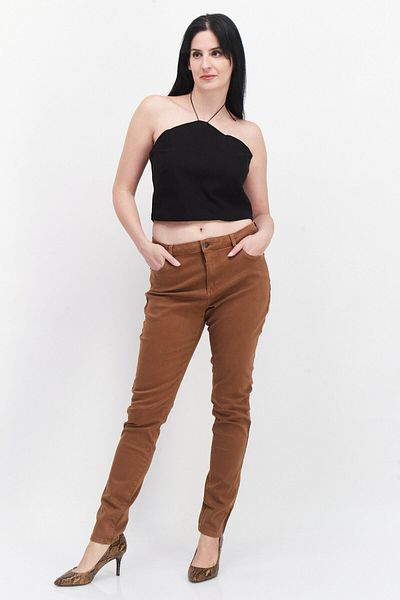 Esprit Women Skinny Fit High Rise Solid Stretchable Chino Pants, Brown
