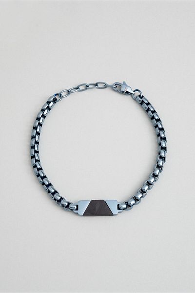So CHIC... Carbon Fiber Detailed 21 cm Steel Men's Bracelet