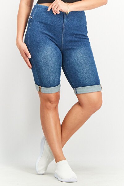 Lysse Women Regular Fit Washed Denim Boyfriend Shorts, Blue