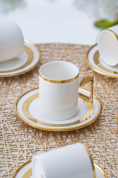 ACAR Paulo White Coffee Cup Set for 6 People - 90 ml