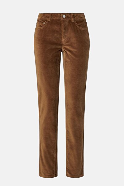 Tchibo Women Slim Fit Velvet Pant, Brown