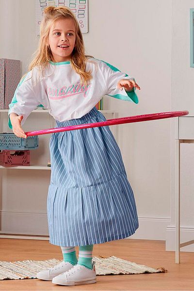 Tchibo Kids Girl Stripe A,Line Skirt, White and and Blue