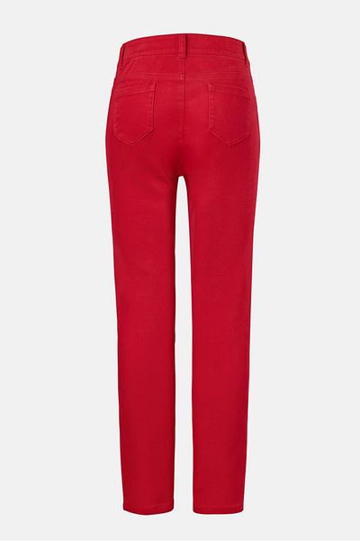 Tchibo Women Regular Fit Plain 4 Pockets Twill Trouser, Red