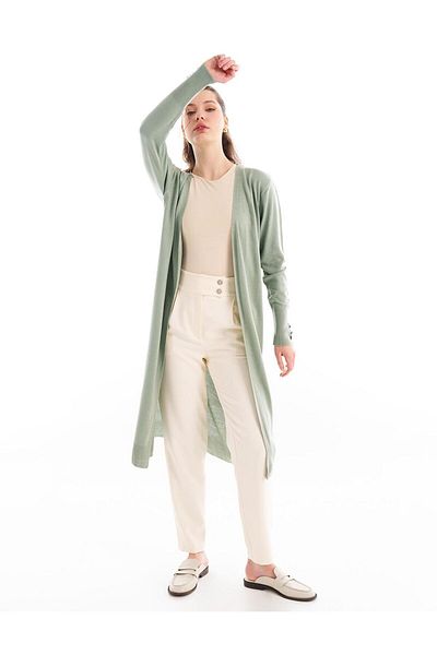 Kayra Μακρύ Πλεκτό Ζακέτα Moss Green