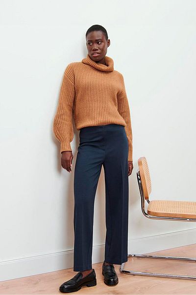 Tchibo Women Slim Fit Solid Straight Pants, Navy