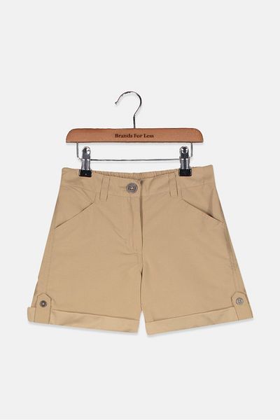 Tchibo Kid Girls Plain Basic Shorts, Light Brown