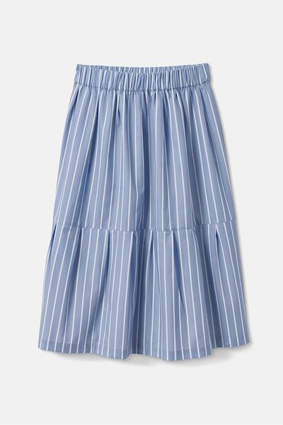 Tchibo Kids Girl Stripe A,Line Skirt, White and and Blue