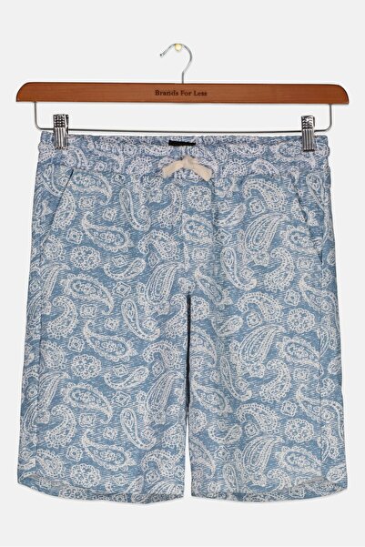 Joe's Kids Boy Paisley Pattern Drawstring Jogger Shorts, Lite Blue