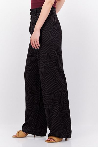 Tommy Jeans Women Regular Fit Allover Print Wide Pants, Black