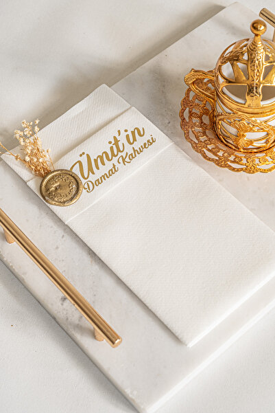 Rima Tasarım Damat Kahvesi Peçetesi Gold Baskılı