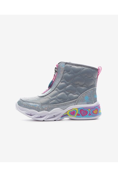 SKECHERS SWEETHEART LİGHTS - HEART HUGGE Büyük Kız Çocuk Gri Işıklı Bot 30266...