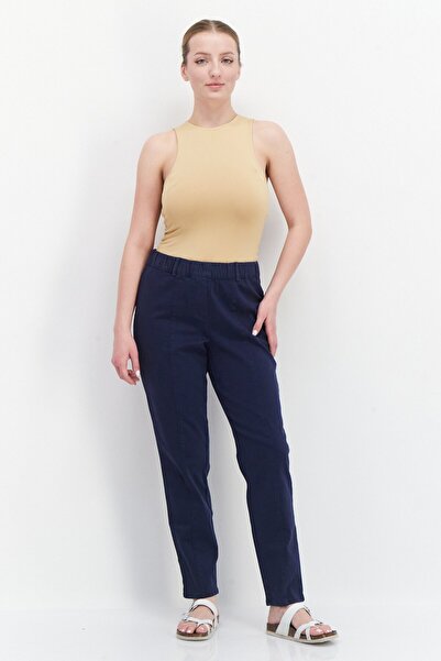 Tchibo Women Slim Fit Plain Dress Pants, Navy Blue