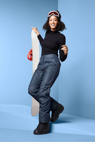 Tchibo Women Regular Fit Textured Snow Board Pants, Blue
