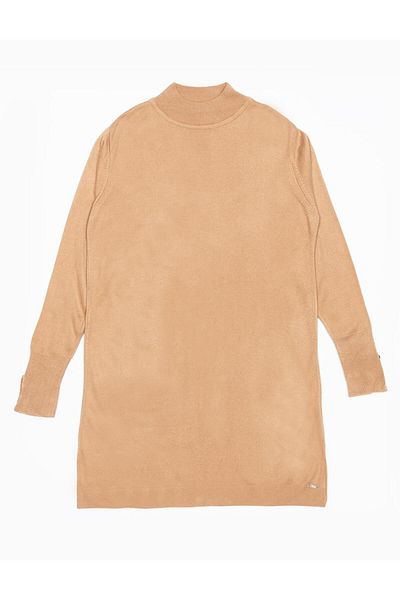 Kayra Turtleneck Basic Tricotaj Tunica Somon