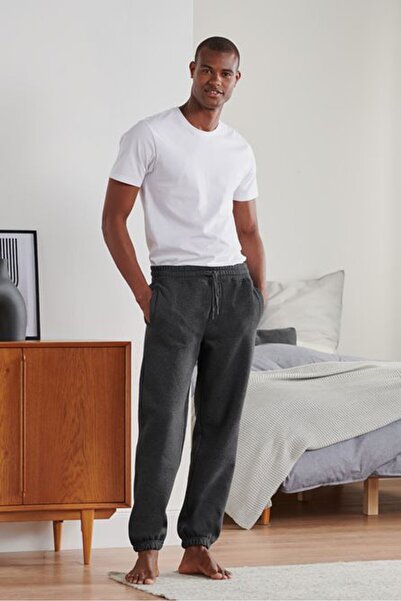 Tchibo بنطال رياضي رجالي بقصّة عادية ورباط، لون فحمي