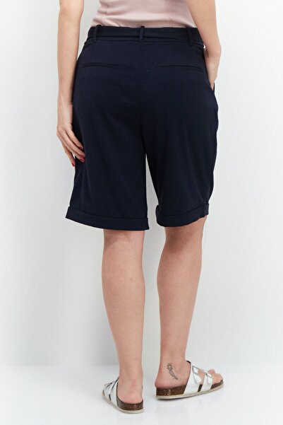 Esprit Women Belted Plain Basic Shorts, Navy