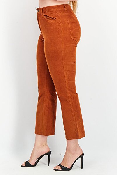 Tchibo Women Flared Leg Plain Pants, Rust Brown