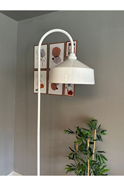 Bamyum Beyaz Lambader Modern Dekoratif Metal Oturma Odası Çalışma Odası Zemin Lambası