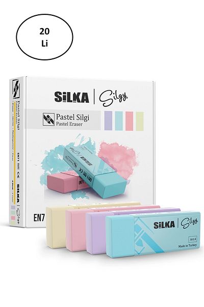Rasanet Silka Pastel Eraser 4 Colors 20 Pieces