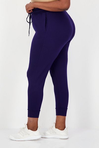 Anne Klein Women Plus Size High Rise Ankle Jogger Pants, Navy Blue