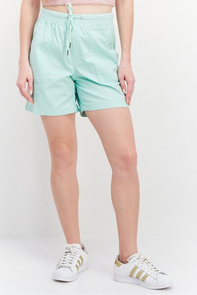 Gloria Vanderbilt Women Drawstring Plain Basic Shorts, Sage