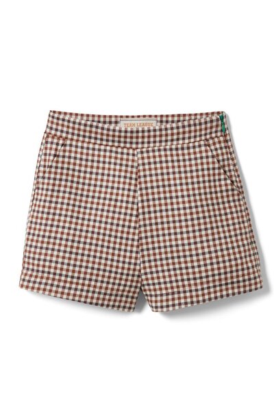 Tchibo Kids Girl Gingham Basic Shorts, Brown Combo