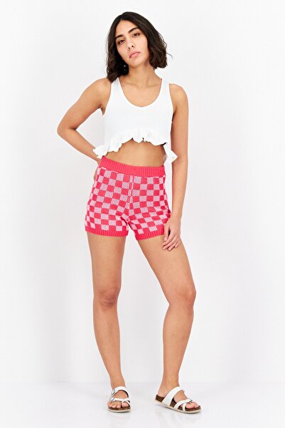 Misfit Women Plaid Basic Shorts, Pink