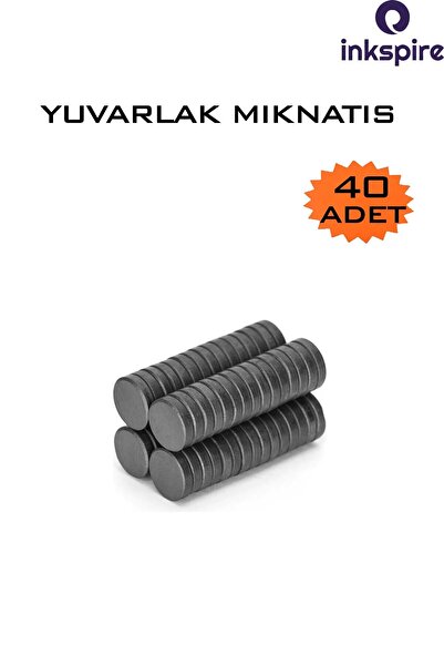 inkspire Yuvarlak Deliksiz Mıknatıs Dekoratif Buzdolabı Magneti 40 Adet Dekor...