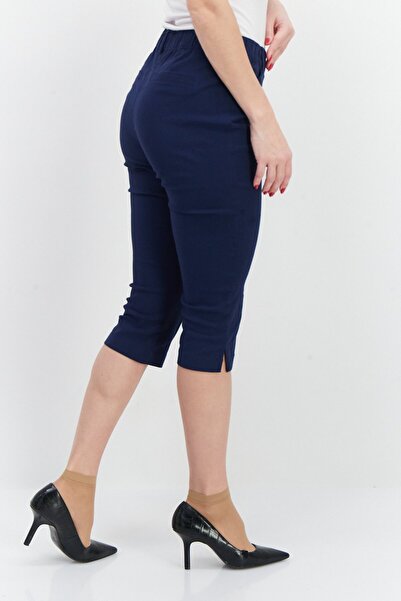 Tchibo Women Slim Fit Plain Crop Pants, Navy Blue