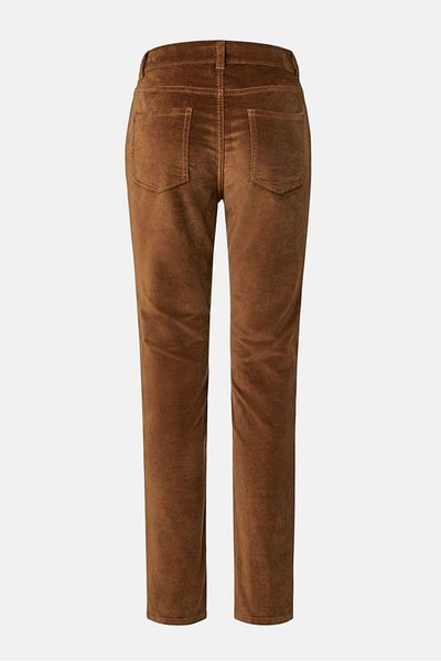 Tchibo Women Slim Fit Velvet Pant, Brown