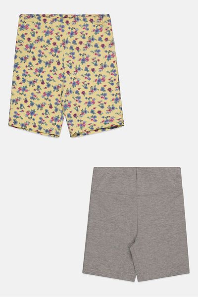 Madden Girl Kids Girl 2 Pieces Floral Print Biker Short, Yellow