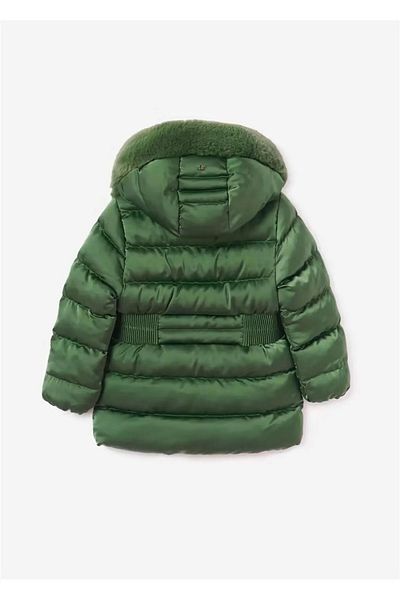 Abel & Lula Abel&Lula Girl's Fur Collar Satin Puffer Jacket 5871