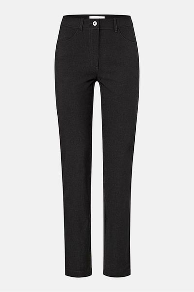 Tchibo Women Regular Fit Solid Stretchable Straight Pants, Black