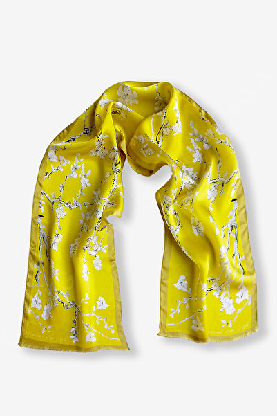 Galiga Van Gogh - Badem Ağacı Lime %100 Ipek Fular 26*130cm "Art On Silk"