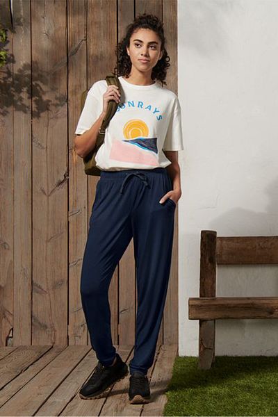 Tchibo Women Drawstring Plain Sweatpants, Navy Blue