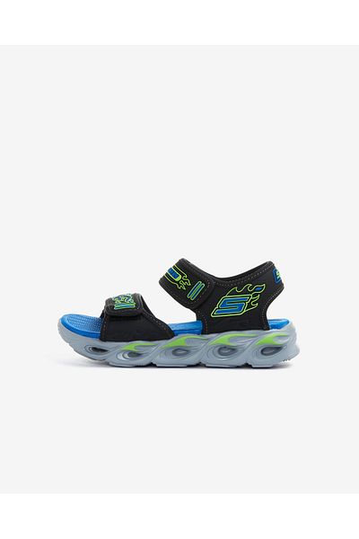 SKECHERS صندل أسود مضيء للأولاد - فلو 400109 L BBLM - حرارة سبلاش حرارية