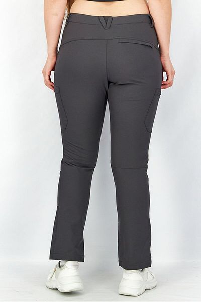 Tchibo Women Regular Fit Cargo Pocket Trouser Pants, Dark Grey