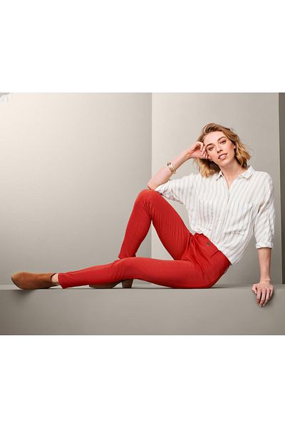 Tchibo Women Slim Fit Plain Skinny Pants, Rust