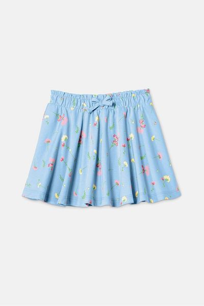 Tchibo Kids Girl Floral Jersey Skort, Light Blue Combo